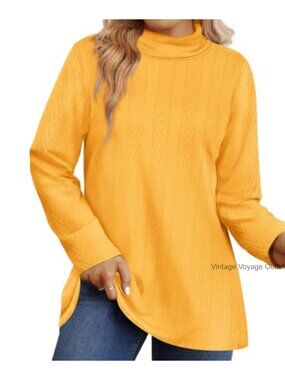 Plus Size Turtleneck Tunic Sweater Long Sleeve Pullover Top